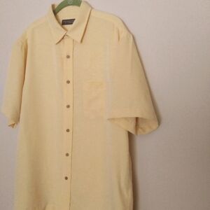 Roundtree & Yorke Butter Yellow Modal Blend‎ Lightweight Camp Shirt Large